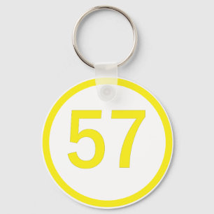 number, 57, in a circle key ring