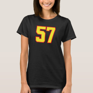 Number 57 Sports Jersey Fan Athlete Yellow Red Var T-Shirt