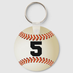 Number 5 Baseball Key Ring
