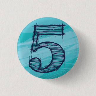 Number 5 Batch Cyan 3 Cm Round Badge