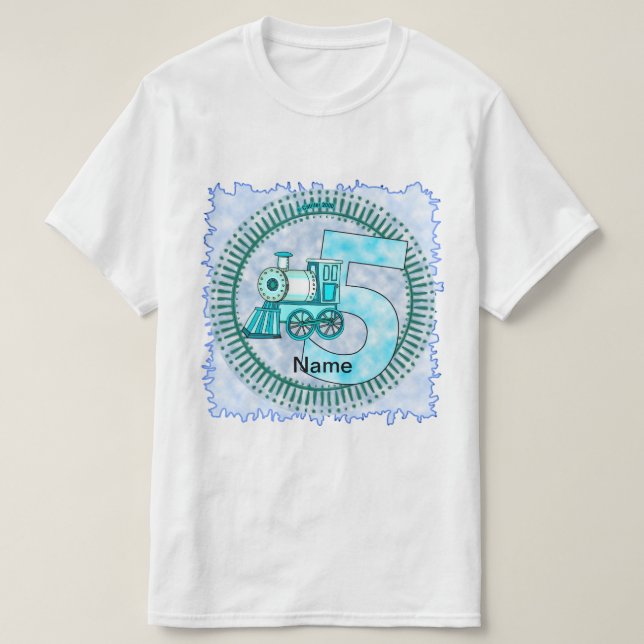 Number 5 Blue Train T-Shirt  (Design Front)