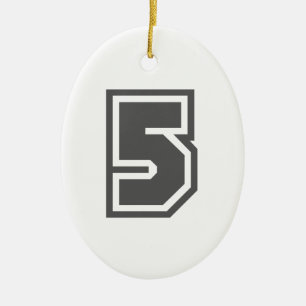 Number 5 ceramic ornament