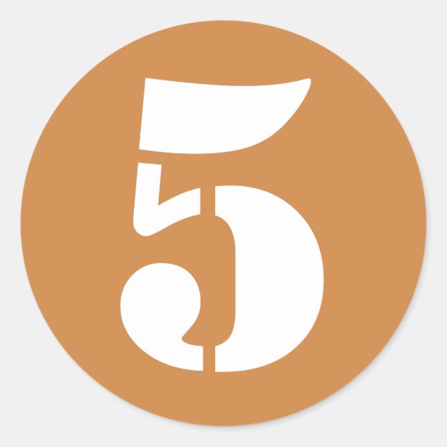 Number 5 Five Peru Gold Stencil Numbers by Janz Classic Round Sticker (Front)