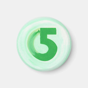 Number 5 magnet with green