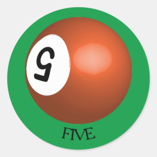 Number 5 Pool Ball Sticker