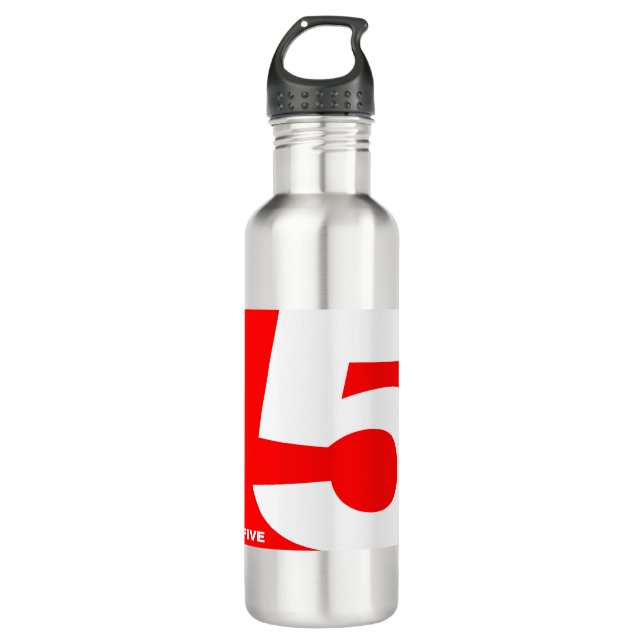 NUMBER-5-RED Five Minimal Black Funny 710 Ml Water Bottle (Front)