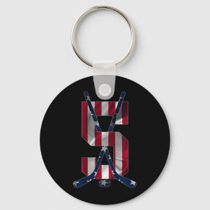 Number 5 Years Ice Hockey 5th Birthday Key Ring