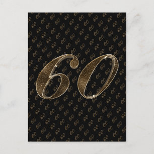 Number 60 Black Gold 60th Birthday Diamond Wedding Postcard