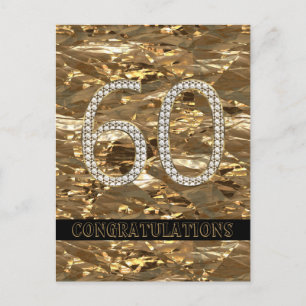 Number 60 Diamond Wedding 60th Anniversary Gold Postcard