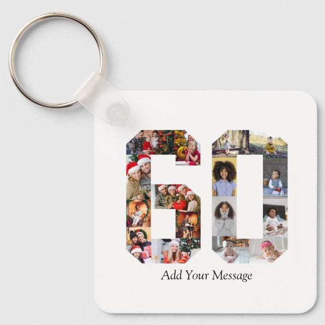 Number 60 Photo Collage Key Ring (Front)