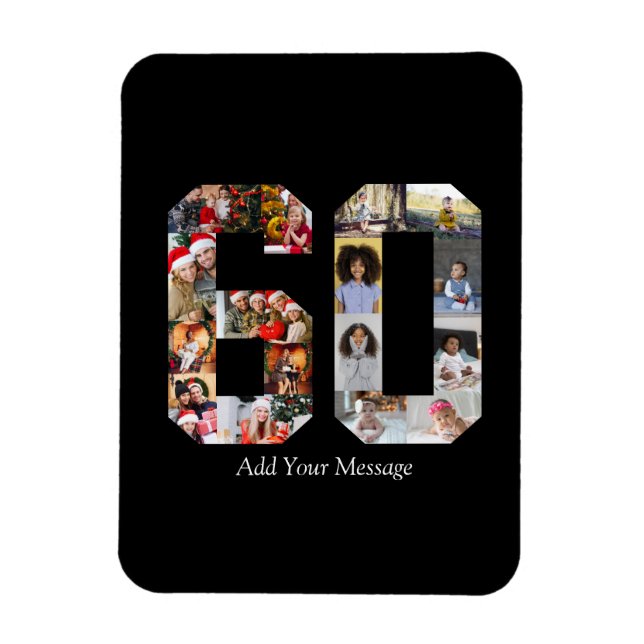 Number 60 Photo Collage Magnet (Vertical)
