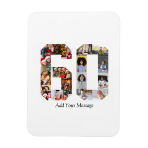 Number 60 Photo Collage Magnet