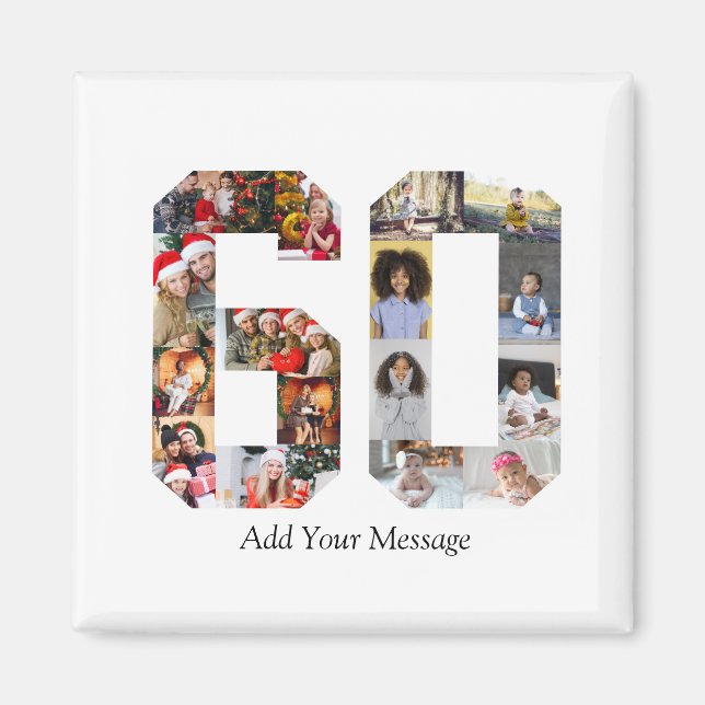 Number 60 Photo Collage Magnet (Front)