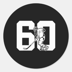 Number 60 Years Ice Hockey 60th Birthday Classic Round Sticker