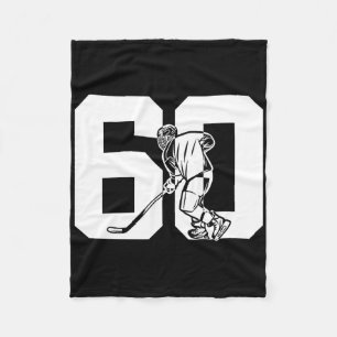 Number 60 Years Ice Hockey 60th Birthday Fleece Blanket