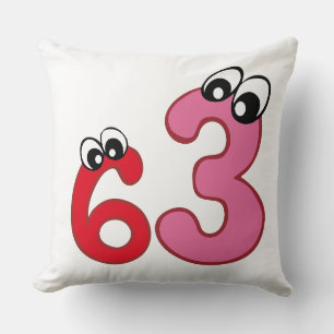 Number 63 Cartoon Googly Eyes Vector Illustration Cushion