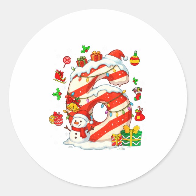 Number 67 Christmas Candy 6 7 Six Seven 6 7 Matchi Classic Round Sticker (Front)