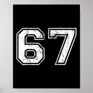 Number 67 Distressed Vintage Sixty Seven Sport Tea Poster