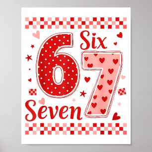 Number 67 Full Of Hearts Cute Pattern 67 Valentine Poster