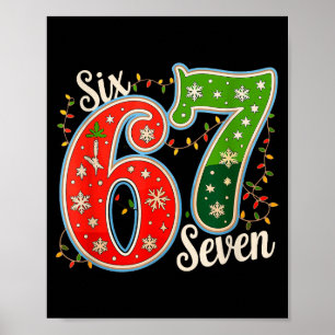 Number 67 Funny Six Seven 6 7 Meme Christmas Light Poster