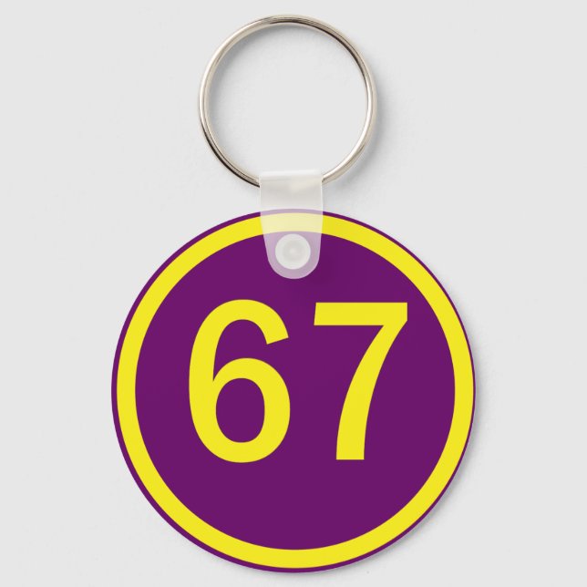 Number, 67, in a circle key ring (Front)