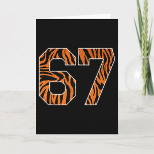Number 67 In Orange Tiger Print Fanwear Sports Jer Card