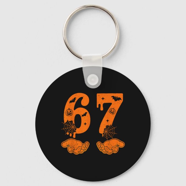 Number 67 Matching Six Seven 6 7 Meme 6 7 Hallowee Key Ring (Front)