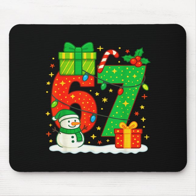 Number 67 Meme Matching Christmas Couple 67 Six Se Mouse Pad (Front)