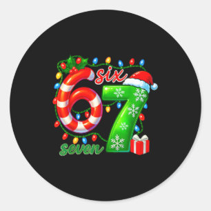 Number 67 Meme Retro Santa 6 7 Holiday Six Seven C Classic Round Sticker