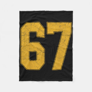 Number 67 Numbered Uniform Sports Team Jersey 67th Fleece Blanket