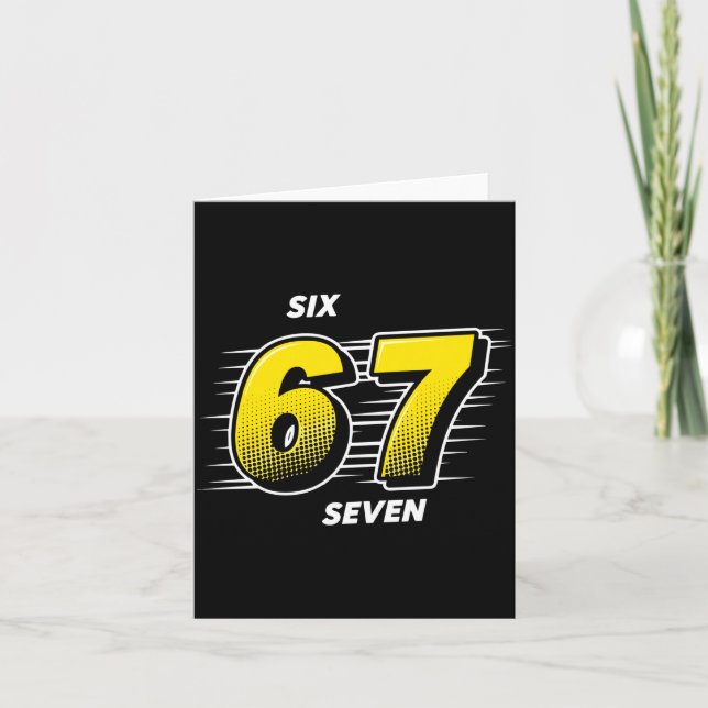 Number 67 Six And Seven P Art Comic Style Yellow M Card (Front)