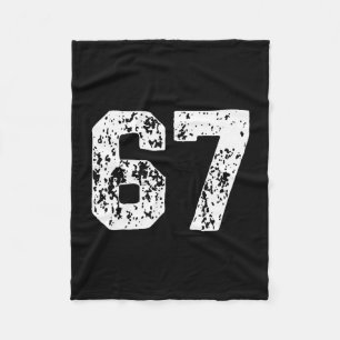 Number 67 White Best Clic College Style Birthday F Fleece Blanket