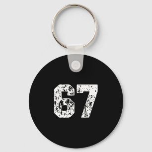 Number 67 White Best Clic College Style Birthday F Key Ring