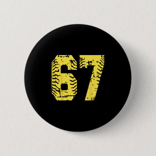 Number 67 Yellow Group Matching Halloween Birthday 6 Cm Round Badge
