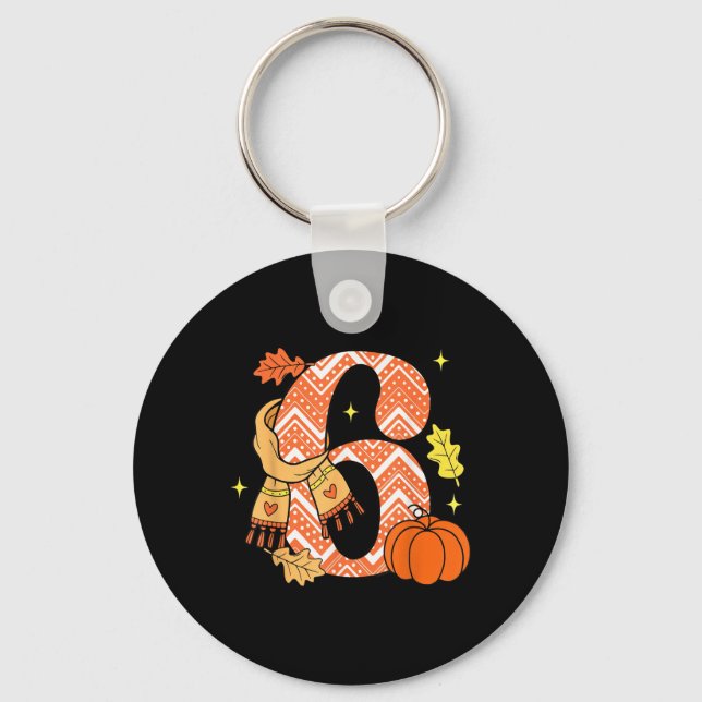 Number 6 67 Fall Autumn Pumpkin Meme Funny Six Sev Key Ring (Front)