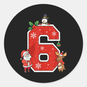 Number 6 7 Meme 67 Couple Pajamas Christmas Matchi Classic Round Sticker