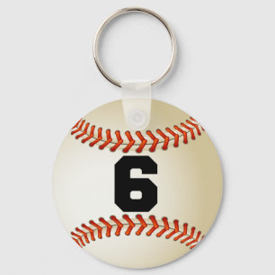 Number 6 Baseball Key Ring