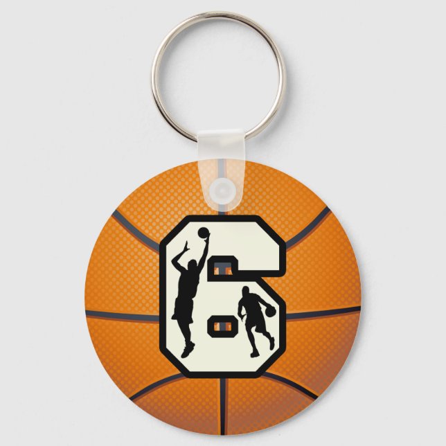 Number 6 Basketball and Players Key Ring (Front)