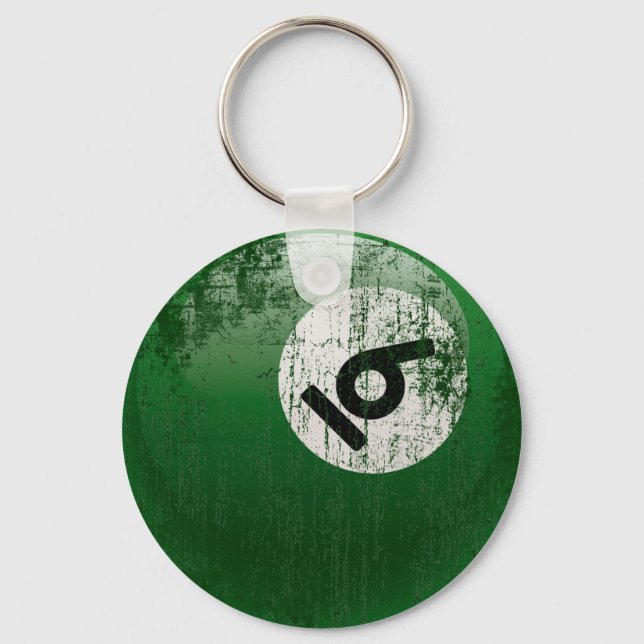 NUMBER 6 BILLIARDS BALL - ERODED STYLE KEY RING (Front)