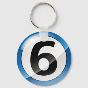 Number 6 Blue Key Chain