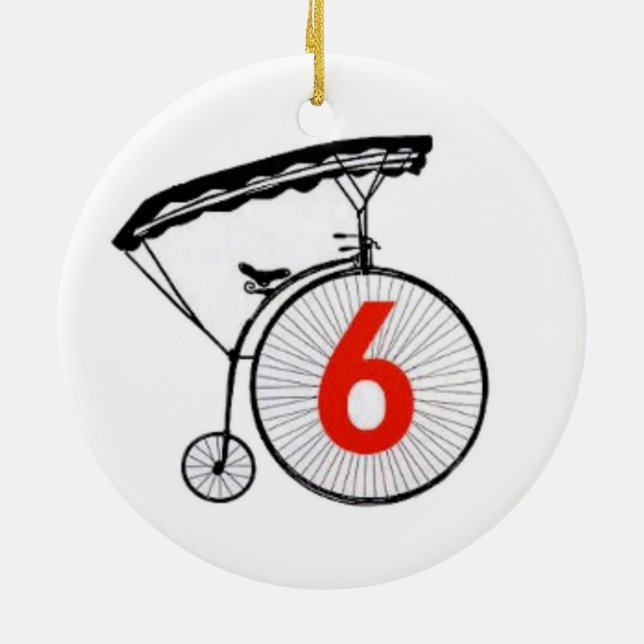 Number 6 ceramic tree decoration (Back)