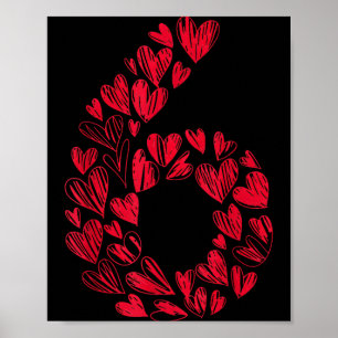 Number 6 - Cute Six Seven Hearts Matching 67 Valen Poster