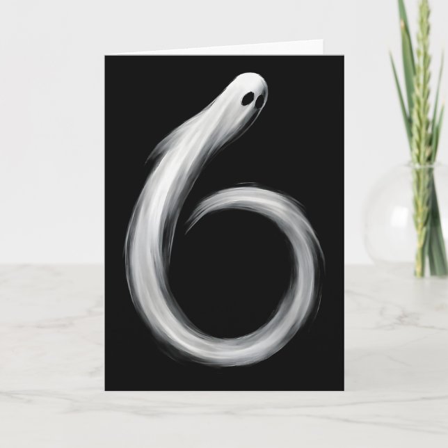 Number 6 Ghost Funny Six Seven 67 Halloween Meme  Card (Front)