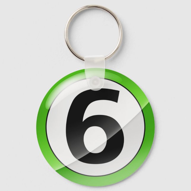 Number 6 green Key Chain (Front)