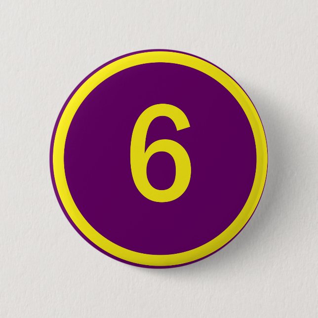number 6 in a circle cm round badge (Front)