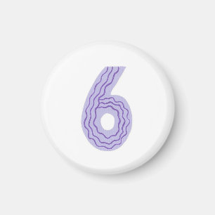 Number 6 magnet with lavender and purple