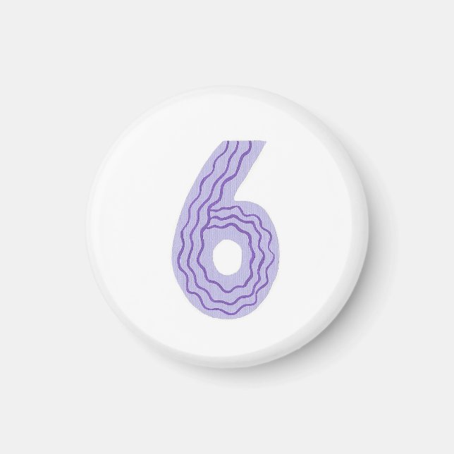 Number 6 magnet with lavender and purple (Front)