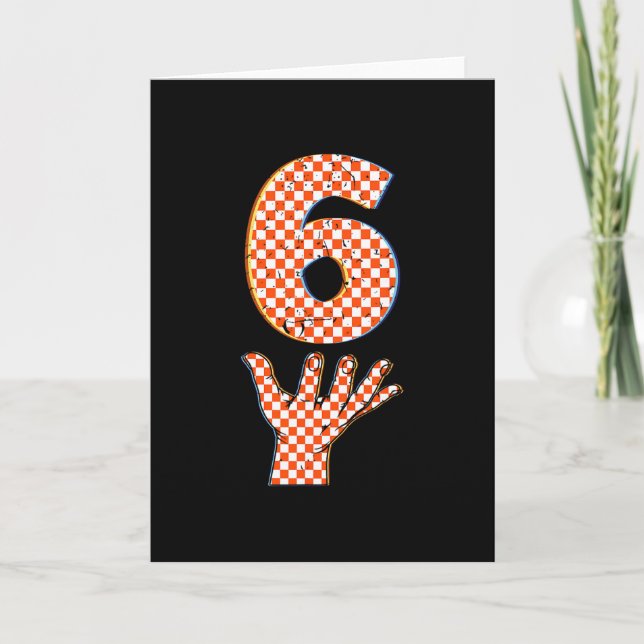 Number 6 Matching 67 Meme Checkered Halloween Cost Card (Front)