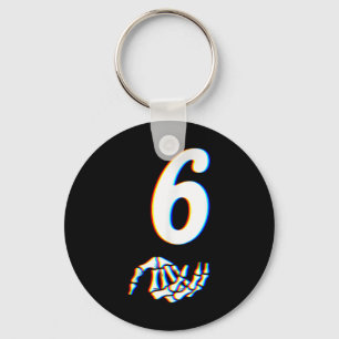 Number 6 Matching 67 Meme Skeleton Hand Halloween  Key Ring