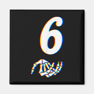 Number 6 Matching 67 Meme Skeleton Hand Halloween Magnet